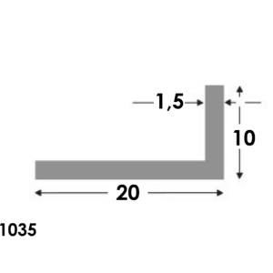 Aluminium Hoekprofiel 20x10x1.5mm - Onbehandeld