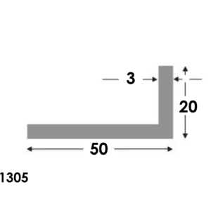 Aluminium Hoekprofiel 50x20x3.0mm - Onbehandeld