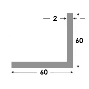Aluminium Hoekprofiel 60x60x2.0mm - Onbehandeld