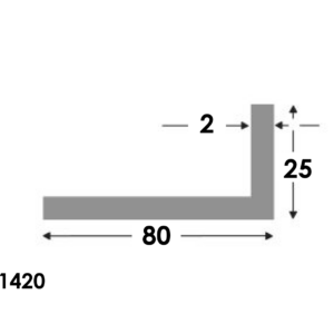 Aluminium Hoekprofiel 80x25x2.0mm - Onbehandeld