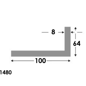 Aluminium Hoekprofiel 100x64x8.0mm - Onbehandeld