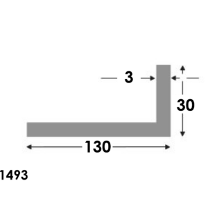 Aluminium Hoekprofiel 130x30x3.0mm - Onbehandeld