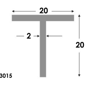 Aluminium T-profiel 20x20x2.0mm - Onbehandeld