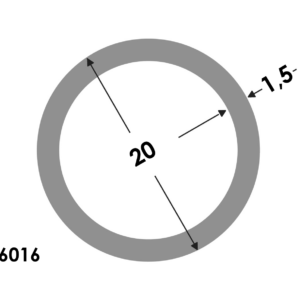 Aluminium Ronde buis 20x17mm - Onbehandeld
