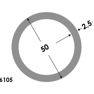 Aluminium Ronde buis 50x45mm - Onbehandeld