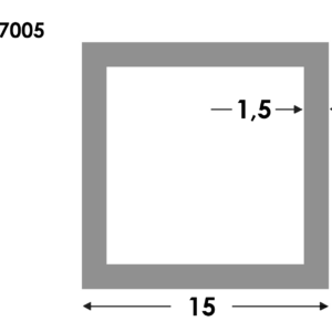 Aluminium Rechthoekige koker 15x15x1.5mm - Onbehandeld