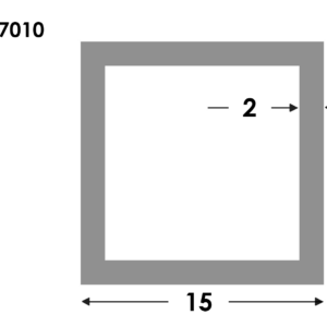 Aluminium Rechthoekige koker 15x15x2.0mm - Onbehandeld