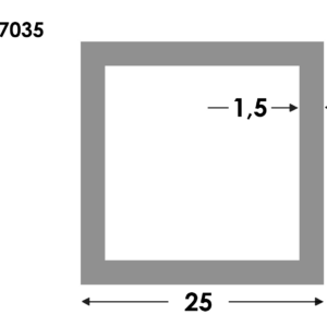 Aluminium Rechthoekige koker 25x25x1.5mm - Onbehandeld