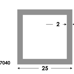 Aluminium Rechthoekige koker 25x25x2.0mm - Onbehandeld