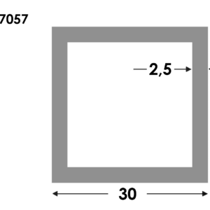 Aluminium Rechthoekige koker 30x30x2.5mm - Onbehandeld