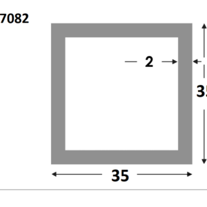 Aluminium Rechthoekige koker 35x35x2.0mm - Onbehandeld