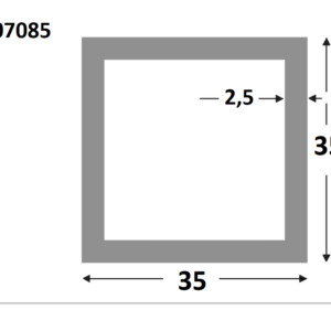 Aluminium Rechthoekige koker 35x35x2.5mm - Onbehandeld
