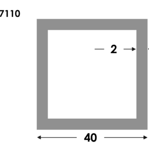 Aluminium Rechthoekige koker 40x40x2.0mm - Onbehandeld