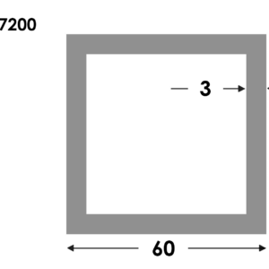 Aluminium Rechthoekige koker 60x60x3.0mm - Onbehandeld