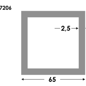 Aluminium Rechthoekige koker 65x65x2.5mm - Onbehandeld