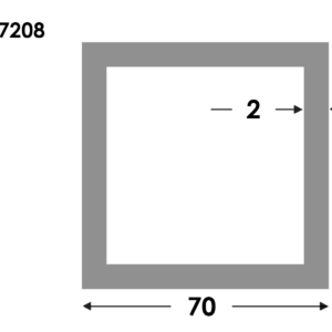 Aluminium Rechthoekige koker 70x70x2.0mm - Onbehandeld