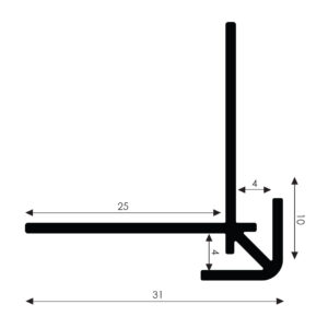Aluminium Buitenhoek 4 - RAL 7021 FS 4100 grijs (+Tape)
